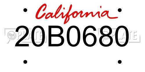 20B0680 California License Plate