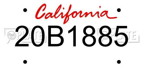 20B1885 California License Plate