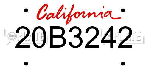 20B3242 California License Plate