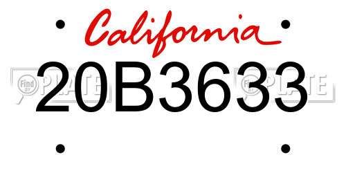 20B3633 California License Plate