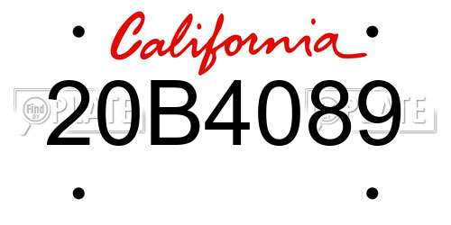 20B4089 California License Plate