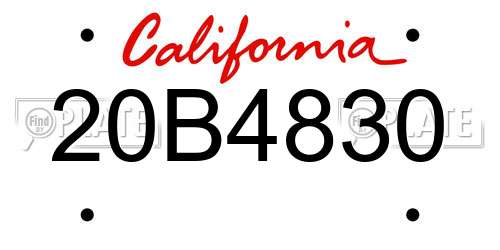 20B4830 California License Plate