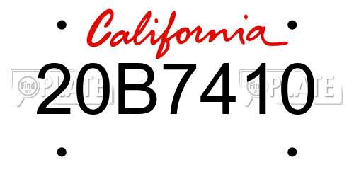 20B7410 California License Plate