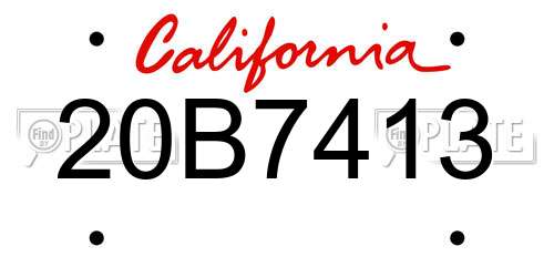 20B7413 California License Plate