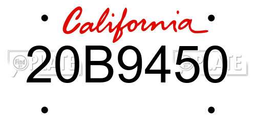 20B9450 California License Plate