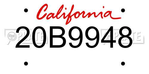 20B9948 California License Plate