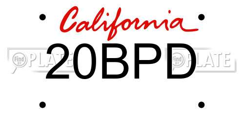 20BPD California License Plate