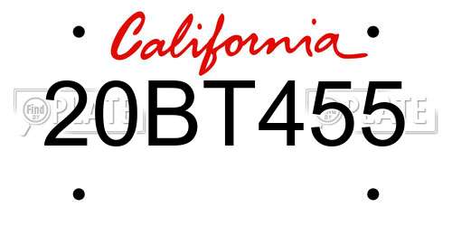 20BT455 California License Plate