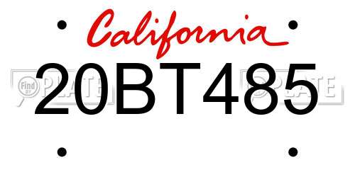 20BT485 California License Plate
