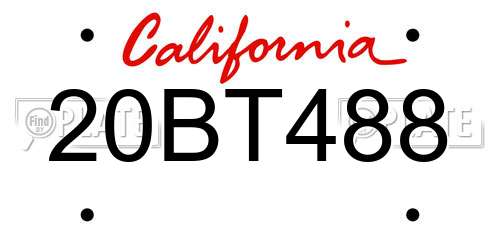 20BT488 California License Plate