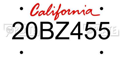 20BZ455 California License Plate