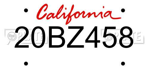 20BZ458 California License Plate