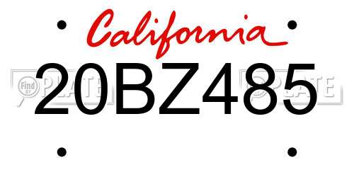 20BZ485 California License Plate