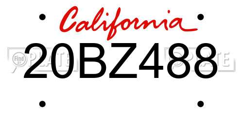 20BZ488 California License Plate