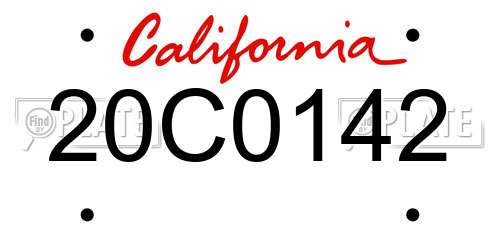 20C0142 California License Plate