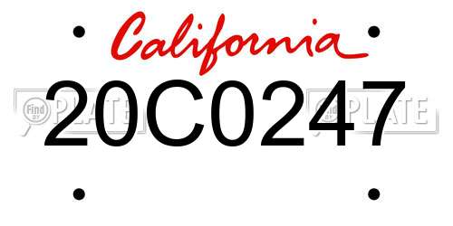 20C0247 California License Plate