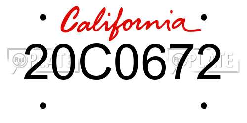 20C0672 California License Plate