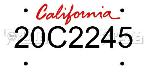 20C2245 California License Plate