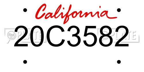 20C3582 California License Plate