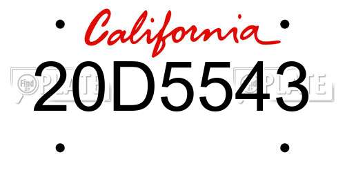 20D5543 California License Plate