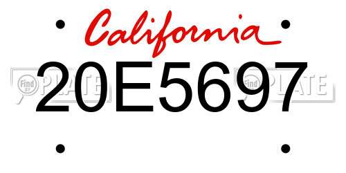 20E5697 California License Plate