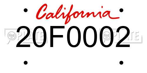 20F0002 California License Plate