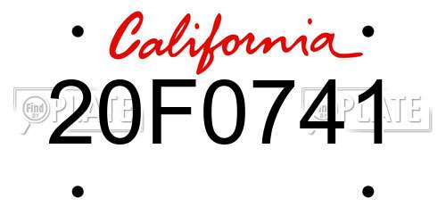 20F0741 California License Plate
