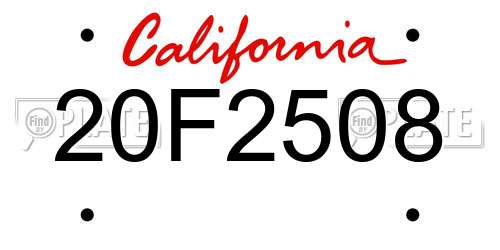 20F2508 California License Plate