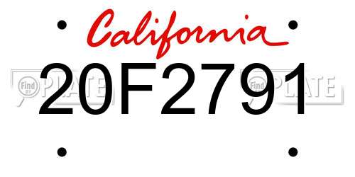 20F2791 California License Plate
