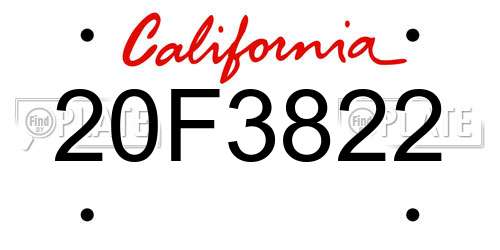 20F3822 California License Plate