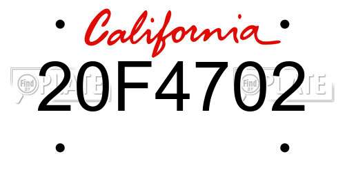 20F4702 California License Plate