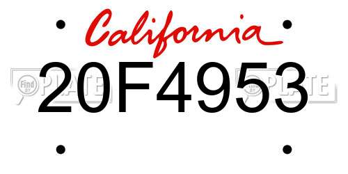 20F4953 California License Plate