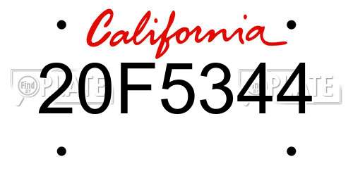 20F5344 California License Plate