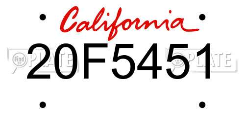 20F5451 California License Plate