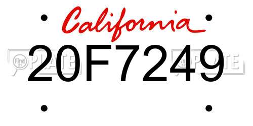 20F7249 California License Plate