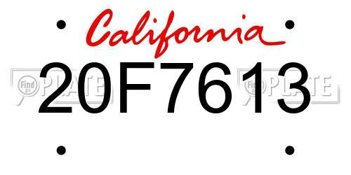 20F7613 California License Plate