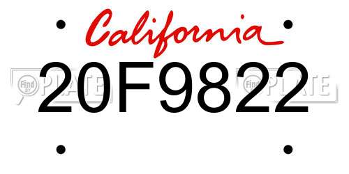 20F9822 California License Plate