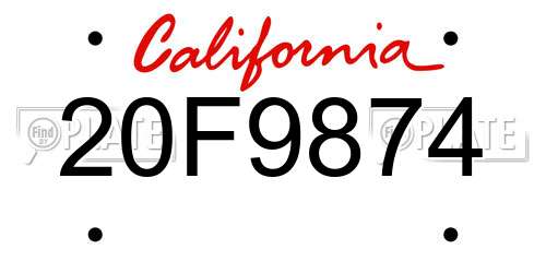 20F9874 California License Plate