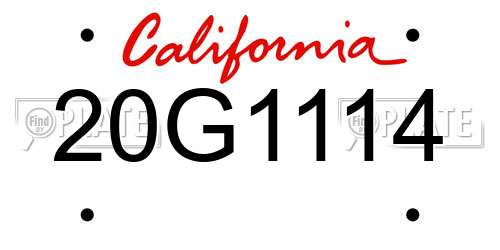 20G1114 California License Plate