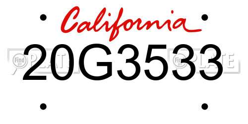 20G3533 California License Plate