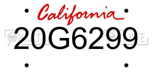 20G6299 California License Plate
