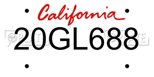 20GL688 California License Plate