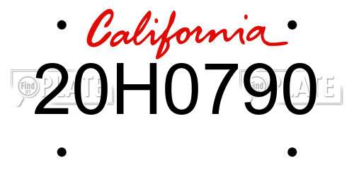 20H0790 California License Plate
