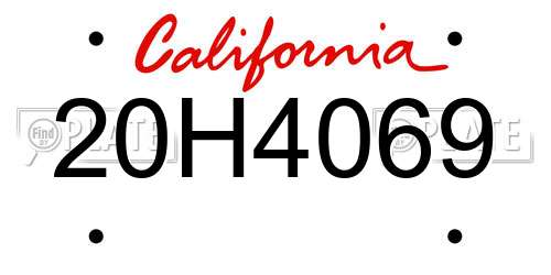 20H4069 California License Plate