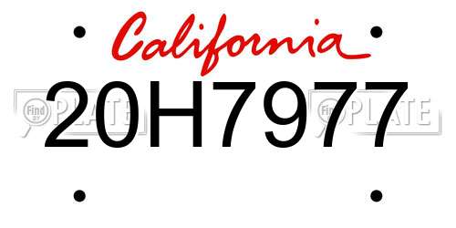 20H7977 California License Plate