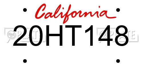 20HT148 California License Plate