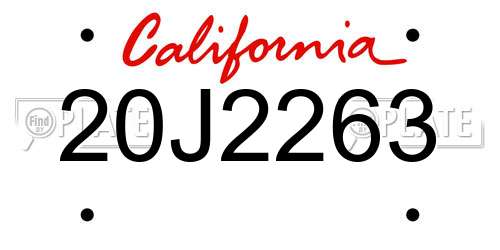 20J2263 California License Plate