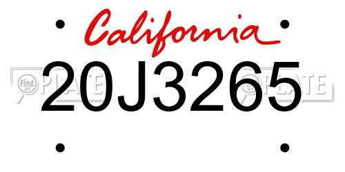 20J3265 California License Plate