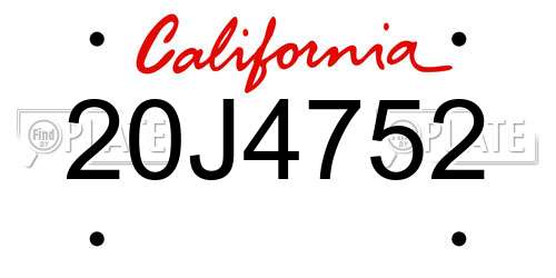 20J4752 California License Plate