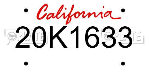 20K1633 California License Plate